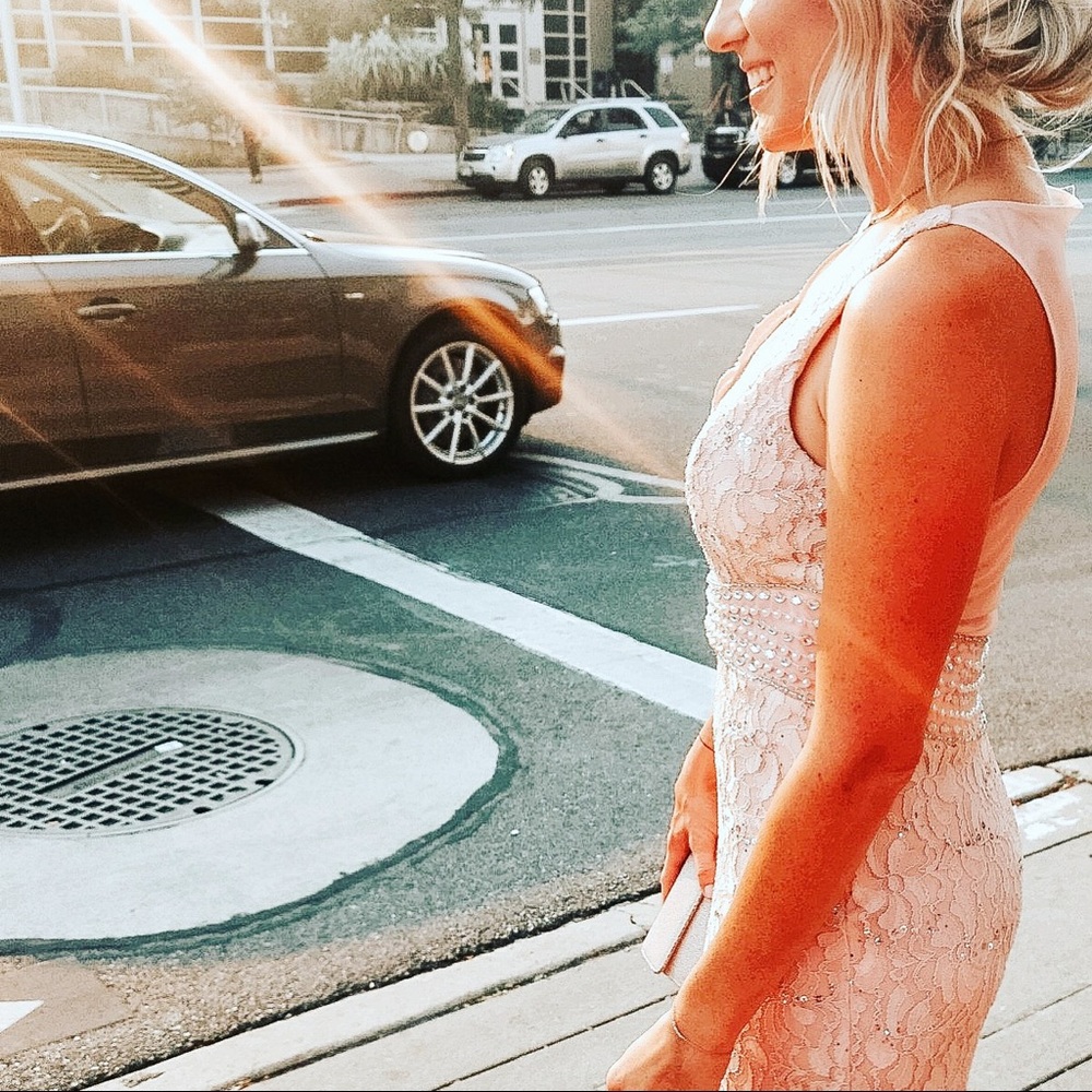 Blush Lace Formal Prom/Bridesmaid Gown